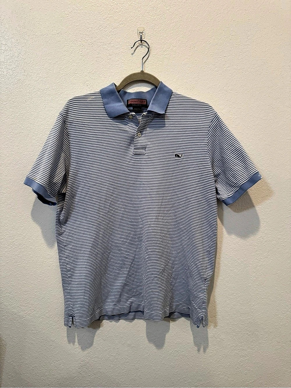Vineyard Vines by Shep & Ian Men’s M Blue White Striped Pima Cotton Polo Preppy